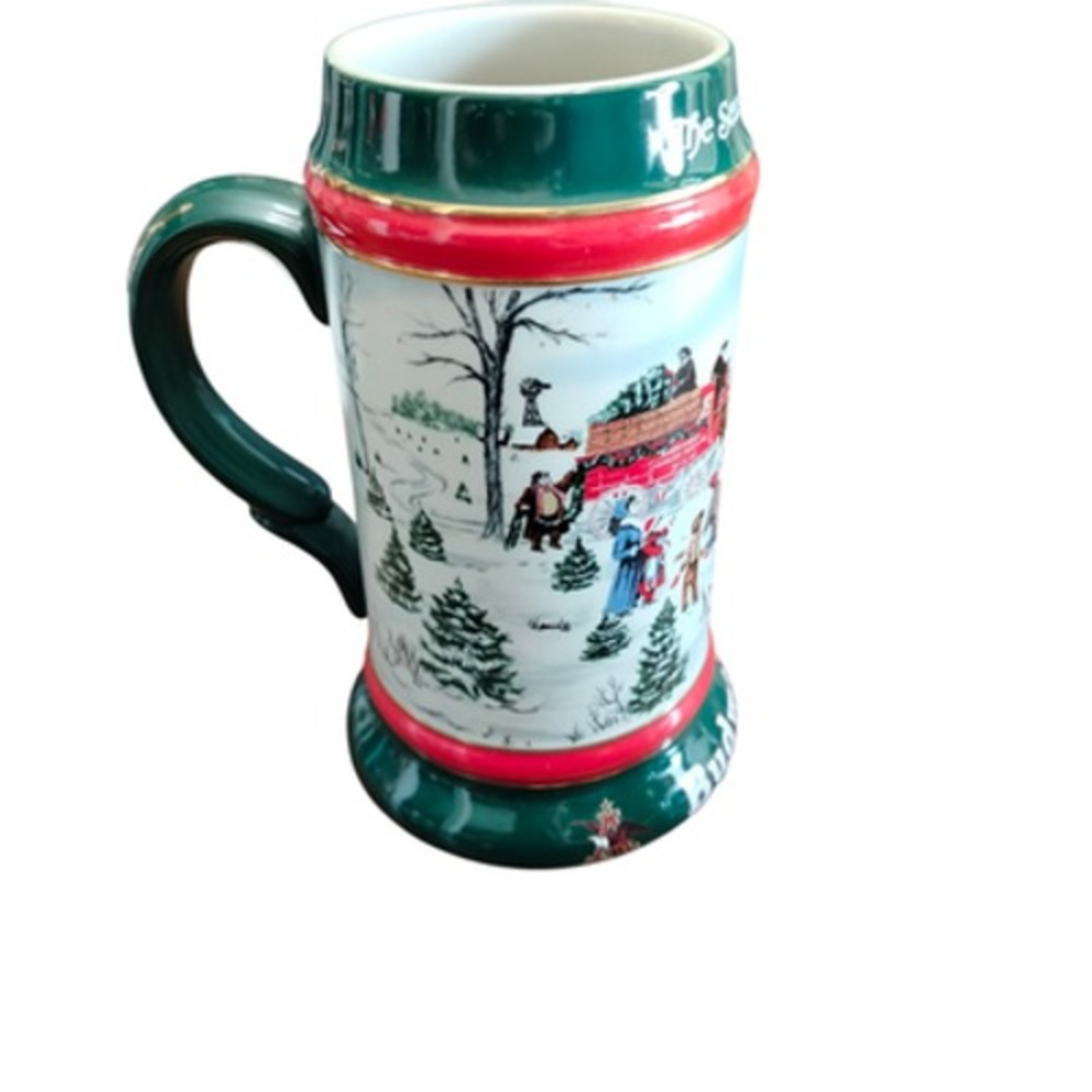 Vintage 1991‎ Budweiser Holiday Stein The Season's Best Clydesdales Beer Mug